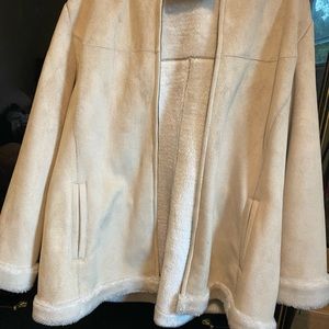 Women’s beige suede jacket.